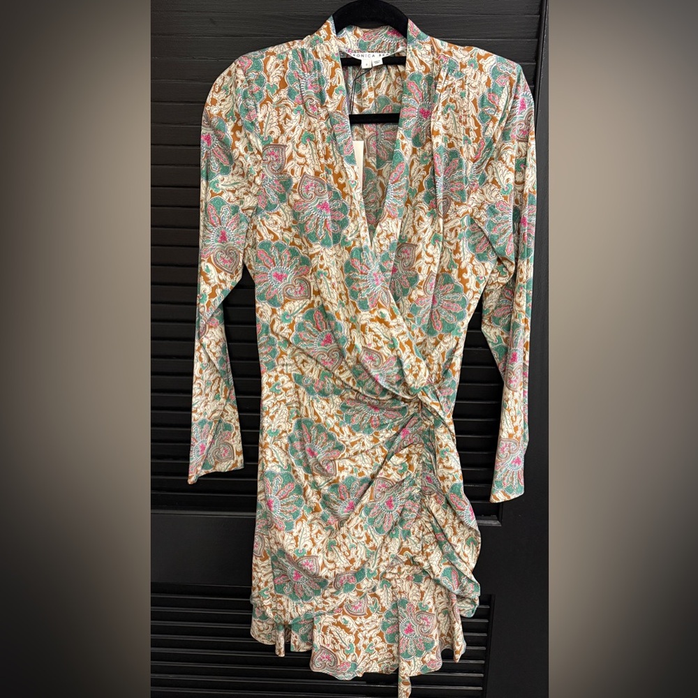 Veronica Beard Caramel Multi Agatha Silk Dress